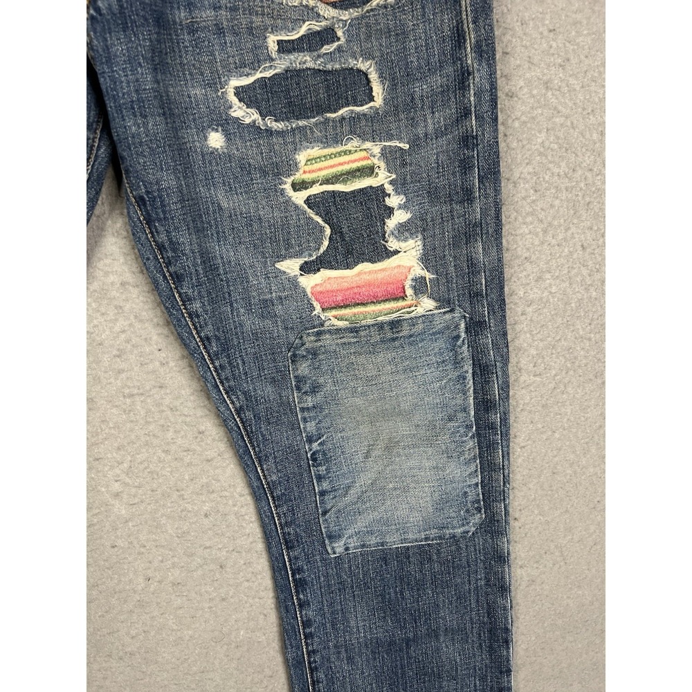 Polo Ralph Lauren Varick Slim Straight Distressed Serape Patchwork Mens 31x30 - Picture 5 of 16